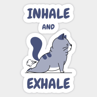 yoga cat funny inhale and exhale Sticker